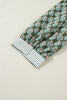 Green Contrast Striped Frilled Collar 3/4 Sleeve Plus Size Floral Dress