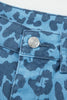 Sky Blue Leopard Print Straight Loose Jeans