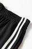Black Varsity Striped Detail Crewneck Pullover Elastic Sweatpants 2pcs Outfit