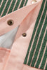 Green Stripe Striped V Neck Patchwork Long Sleeve Regular Fit Cardigan