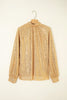 Gold Metallic Balloon Sleeve Buttoned High Neck Loose Blouse