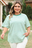 Green Stripe Plus Size St Patricks Day Round Neck T Shirt