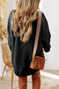 Burgundy Cable Knit Drop Shoulder Loose Fit Sweater Dress