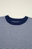 Blue Stripe Color Block Patchwork Dolman Oversize Tunic Sweater