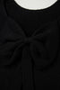 Fiery Red Festive Bow Backless Bubble Sleeve Sweater