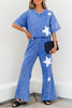 Ashleigh Blue Acid Wash Star Patched Rolled Trim Pants Set