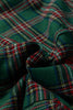 Green Plaid Contrast Patched Christmas Holiday Long Sleeve Shirt and Short 2pcs Pajama Set