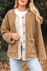 Light French Beige Puffy Plush Corduroy Edge Patchwork Jacket with Big Pockets