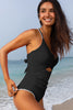 Black Ric Rac Trim Contrasted Patchwork Cutout One Piece Swimsuit