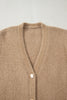 White Fuzzy Buttoned Front Midi Solid Cardigan