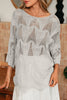 Seagrass Hollow Out Knit 7/8 Sleeve Casual Sweater
