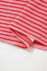 Sky Blue Stripe Crew Neck Tee Drawstring Waist Cropped Pants Set