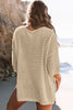 Green Textured Knit Drop Shoulder Short Sleeve Sweater