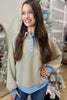 Beau Blue Button Front Jacquard Henley Sweatshirt