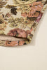Khaki Floral Waffle Knit Patchwork Chest Pockets Buttoned Jacket