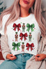 White Bowknot Nutcracker Printed Crewneck Christmas T Shirt