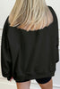 Black Solid Color Oversized Mock Neck Sweatshirt