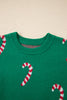 Racing Red Christmas Candy Cane Holiday Drop Shoulder Sweater