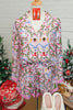 Pink Christmas Holiday Print Nutcracker Long Sleeve Shorts 2pcs Pajama Set