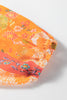 Orange Floral Patchwork Print Cut out Tied Back Bracelet Sleeve Maxi Dress
