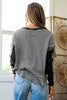 Khaki Stripe Thermal Knit Drop Shoulder Casual Top