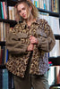 Brown Sherpa Leopard Print Flap Pocket Collared Button Up Jacket