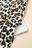 Multicolour Half Buttons Short Sleeve Loose Leopard Mini Dress with Pockets