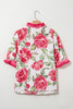 Rose Plus Size Floral Print Frilled Stripes Detail Short Sleeve Blouse