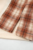 Beige Waffle Textured V Neck Plaid Colorblock Drop Shoulder Long Sleeve Top