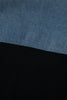 Black Color Block Denim Patchwork Button Polo Collar Short Sleeve Top