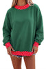 Pink Colorblock Polka Dot Contrast Trim Oversized Sweatshirt