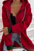 Racing Red Contrast Cuffed Drop Shoulder Zip up Tunic Hoodie