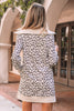 Khaki Leopard Print Zip up Collar Patchwork Shift Mini Dress