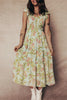 Yellow Smocked Bodice Ruffled Sleeveless Tiered Floral Maxi Dress