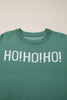 Blackish Green HO HO HO MERRY CHRISTMAS Drop Shoulder Loose Sweater