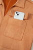 Thai Curry Collared V Neck Faux Suede Short Sleeve Shift Mini Dress