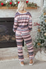 Black Retro Christmas Pattern Loose Pullover 2pcs Lounge Pant Set