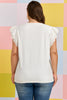 White Eyelet Crochet Splicing Short Sleeve Plus Size Tee