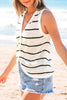 Black Stripe Buttoned V Neck Slim Fit Sweater Vest
