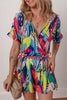 Multicolour Tropical Printed Surplice Neck Tie Waist Romper
