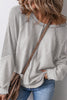 Light Grey Solid Waffle Knit Patchwork Raglan Sleeve Sweatshirt