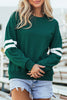 Black Varsity Striped Detail Drop Shoulder Oversized Sweatshirt