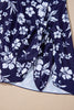 Sky Blue Crossed Back Floral Print Asymmetric Knot Side One Piece Swimsuit
