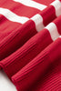 Fiery Red Quarter Zip Striped Detail Short Sleeve Sweater