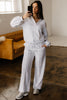 Bright Pink Polo Collar V Neck Pullover and Drawstring Sweatpants Set