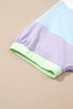 White Color Block Patchwork Half Sleeve Oversized T Shirt
