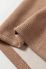 Rose Tan Lace Drawstring Pullover Hoodie and High Waist Pants Corduroy Suit