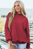 Black Oversize Drop Shoulder Reversible Mock Neck Sweatshirt