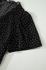 Black Polka Dot Print Lace Trim Wrap Mini Dress