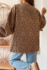 Khaki Leopard Print Collar Long Sleeve Patch Pocket Shift Denim Jacket